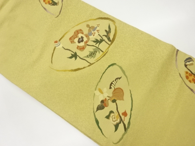 JAPANESE NAGOYA OBI / WOVEN FLORAL PLANTS